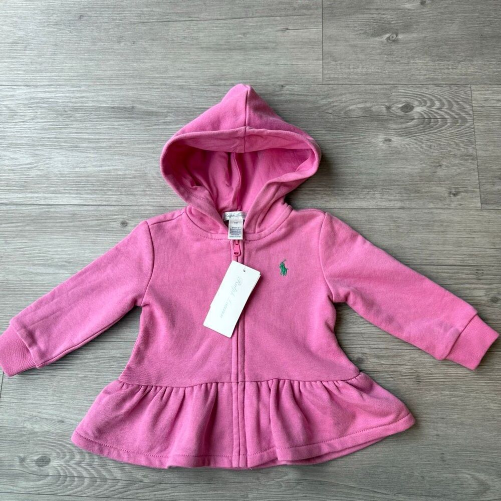 Ralph Lauren pink Hoodie Front zipper size 9M NWT